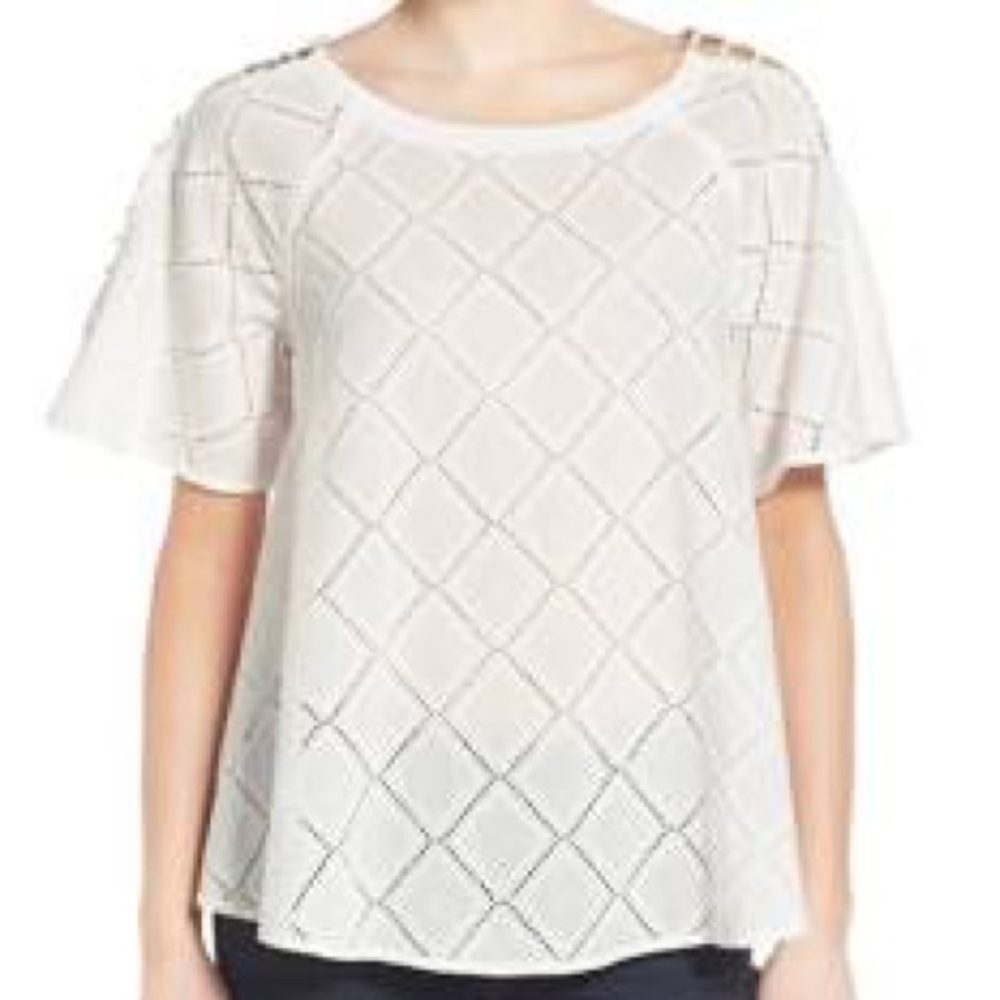 Madewell Embroidered Lattice Top  🤍 Size L